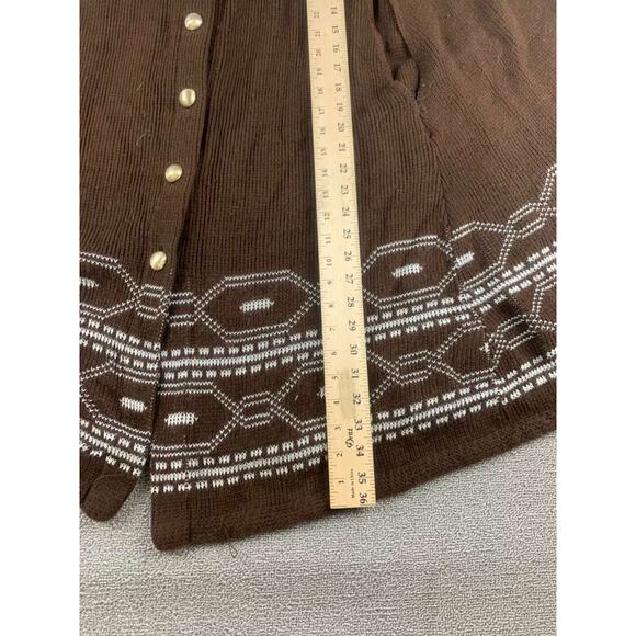 Vintage Sturbridge Cape Sweater Women L Brown Button Poncho Geometric Knit 70's - Picture 7 of 7